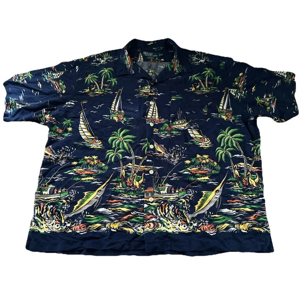 VtG Polo Ralph Lauren Caldwell Men’s XXL Hawaiian Fishing Camp Button Down Shirt